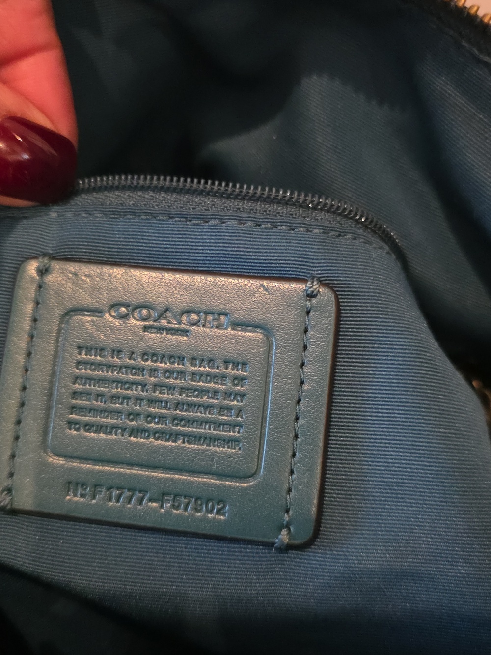 Coach Teal Nylon Pebble Trim Gunmetal Harware Convertible Tote - Picture 8 of 10